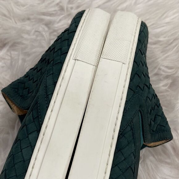 M Gemi Cercio Green Leather Basket Weave Slip On Sneaker Sz 37 1/2 - Picture 10 of 16